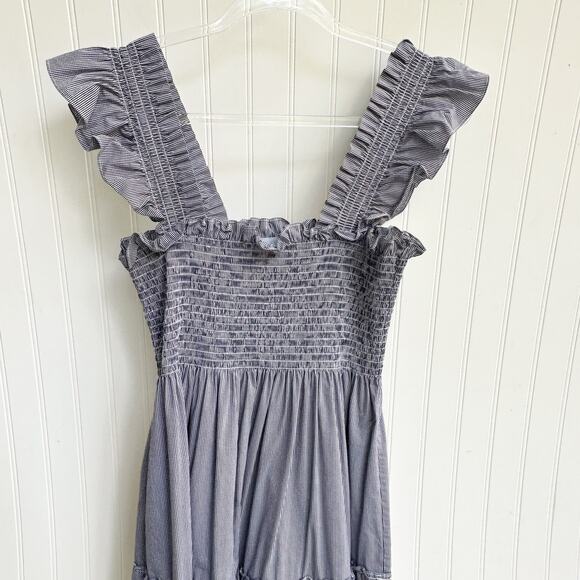 Hill House Ellie Maxi Nap Dress Blue Striped Cotton Sleeveless Smocked Small - Picture 7 of 7